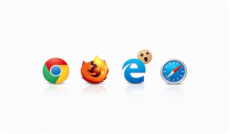 Icone di diversi browser web che rappresentano la gestione dei cookie
